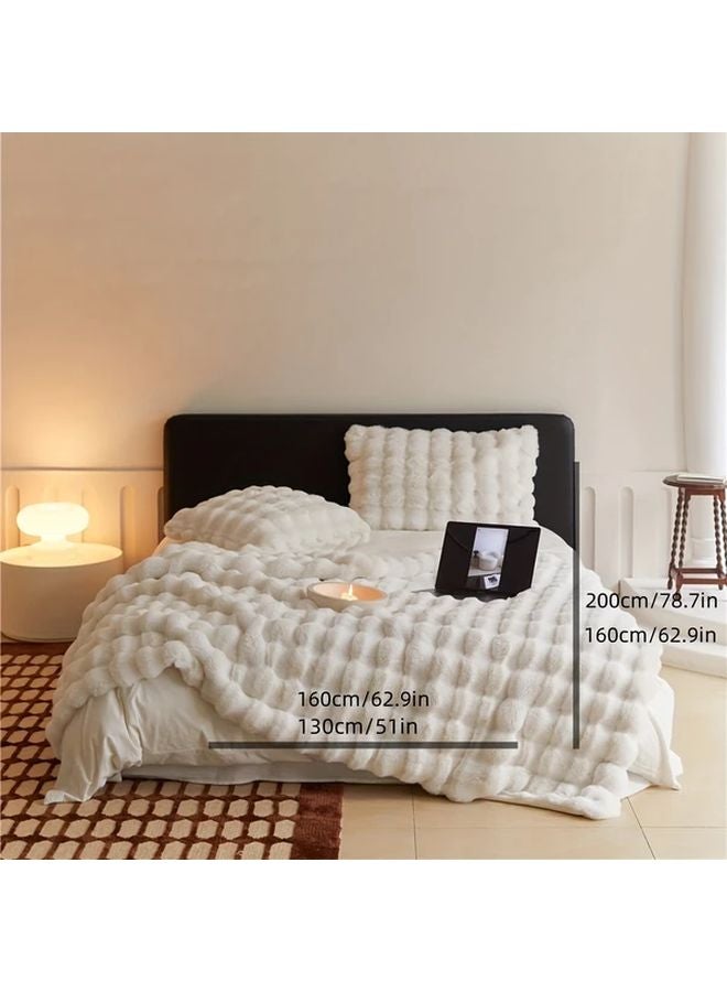 Light Camel Plush Double Layer All Season Blanket 51 18x62 99 Inches Machine Washable Soft Comforter For Bed Couch Travel Gift - Image 4